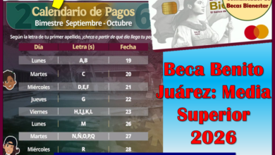 CONSULTA EL CALENDARIO OFICIAL DE PAGOS: BECA BENITO JUÁREZ MEDIA SUPERIOR QUINTO BIMESTRE