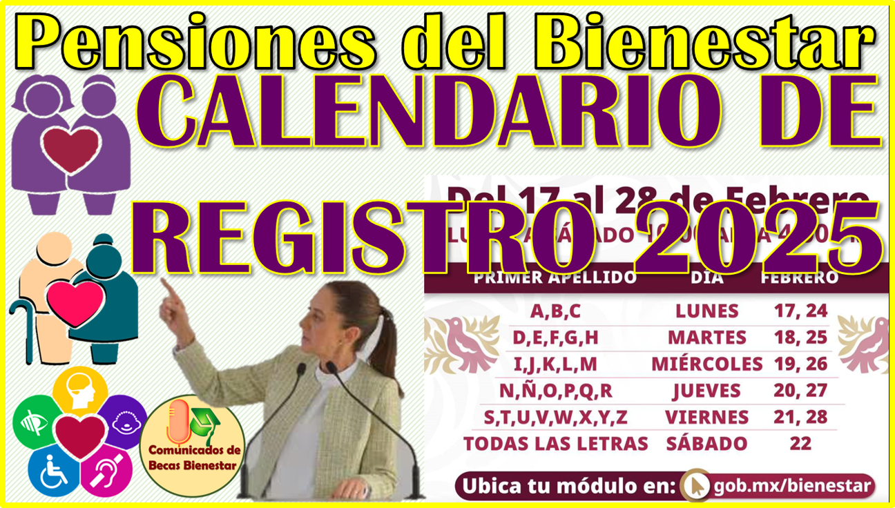 Calendario Oficial de Registro para las 3 Pensiones del Bienestar 2025, aquí te lo comparto