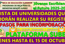 ¿Que universidades si participan en la Beca Jóvenes Escribiendo el Futuro 2025-2026? aqui la información