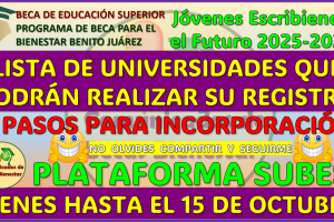 ¿Que universidades si participan en la Beca Jóvenes Escribiendo el Futuro 2025-2026? aqui la información