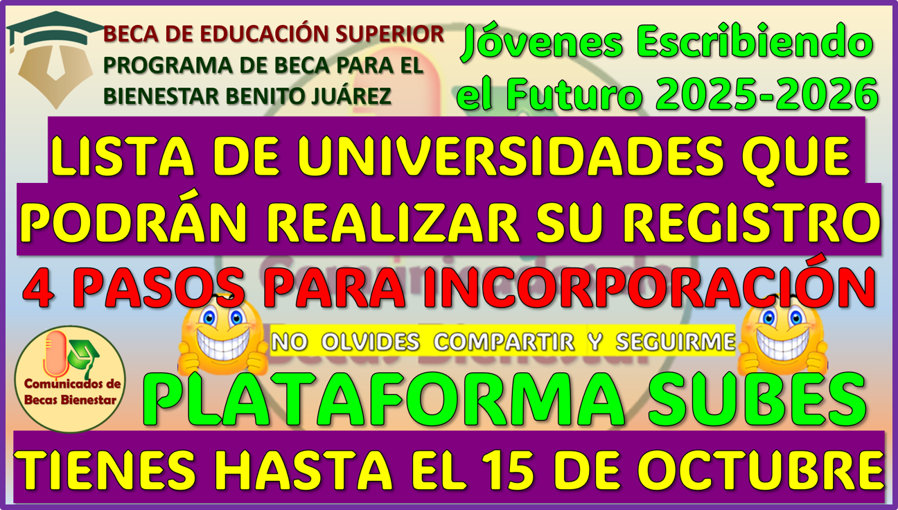¿Que universidades si participan en la Beca Jóvenes Escribiendo el Futuro 2025-2026? aqui la información