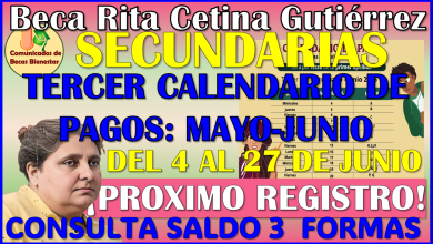 El Tercer Calendario Oficial de Pagos de la Beca Rita Cetina Gutierrez ya esta disponible