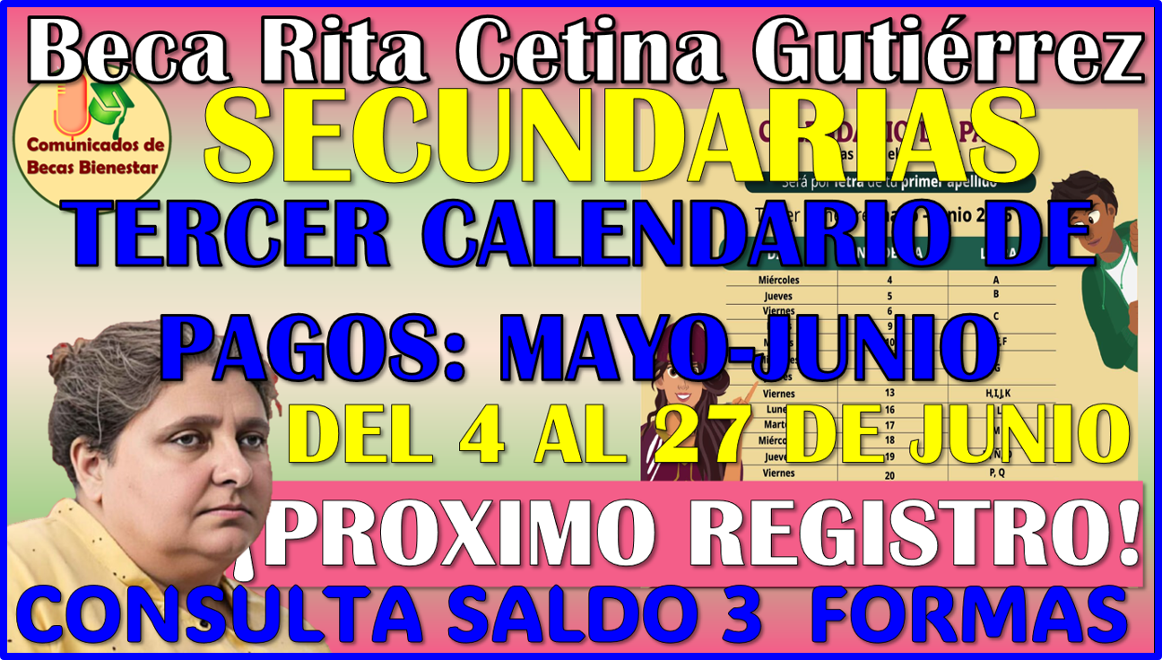 El Tercer Calendario Oficial de Pagos de la Beca Rita Cetina Gutierrez ya esta disponible
