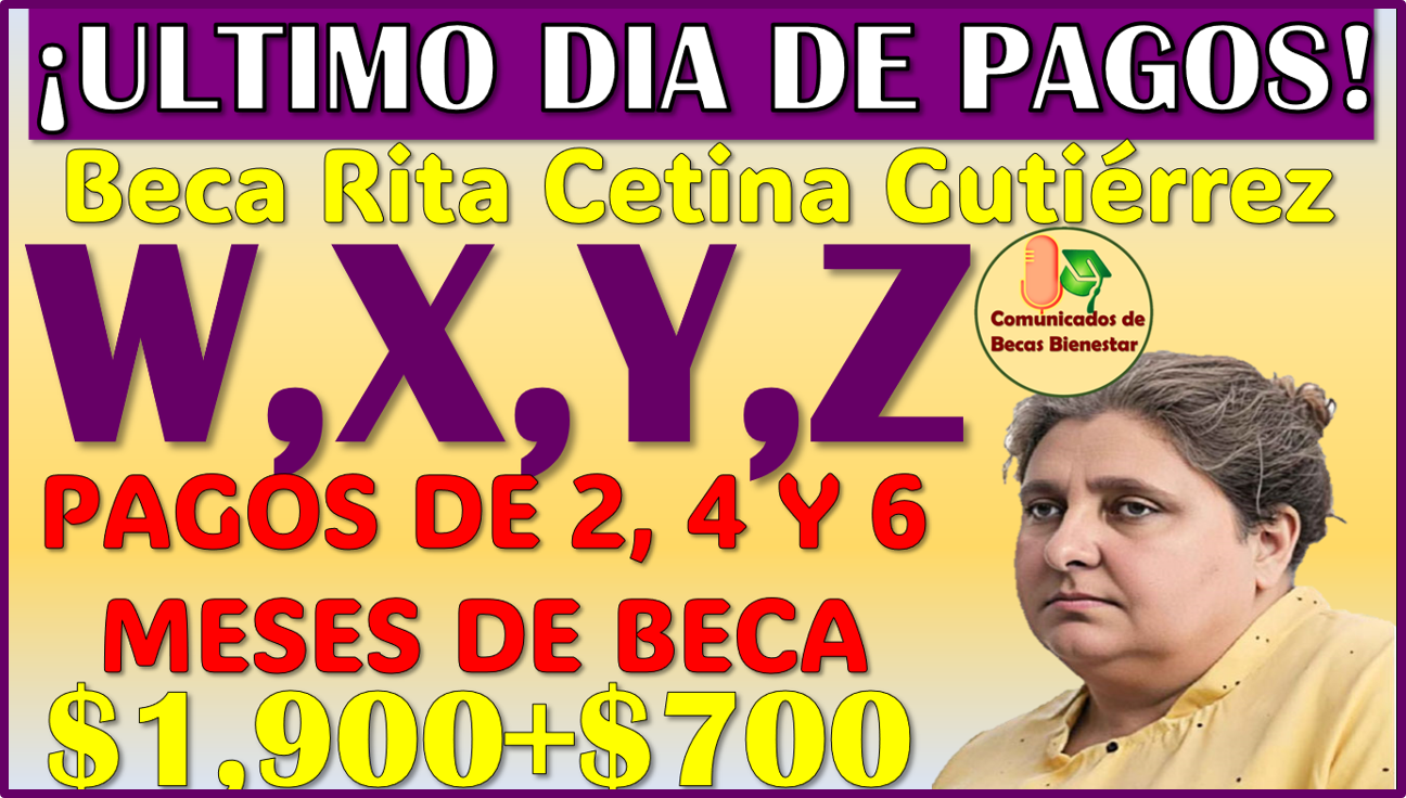 ¡ÚLTIMO DIA DE PAGOS! de la Beca Rita Cetina Gutierrez del bimestre Marzo-Abril, aqui más detalles