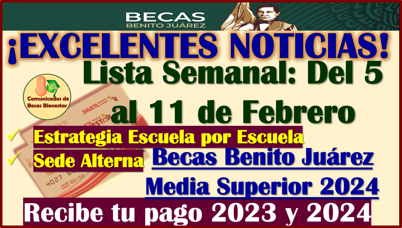 NUEVA LISTA SEMANAL: entrega de Tarjetas para las Becas Benito Juárez 2024, estos son los estados ¡CONSULTALA!
