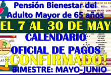 4 semanas de pagos para la Pensión Bienestar del Adulto Mayor 2025: Bimestre: Mayo-Junio