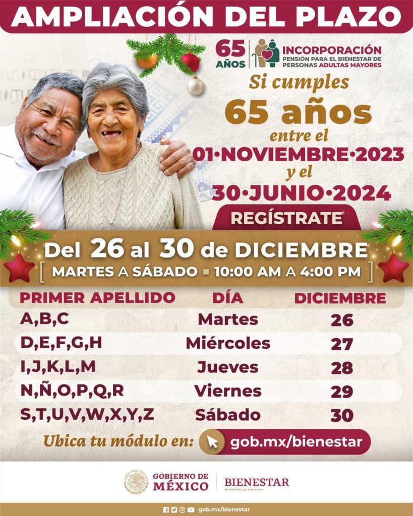 ≫ NUEVO CALENDARIO DE REGISTRO de la Pensión Bienestar del Adulto Mayor ...