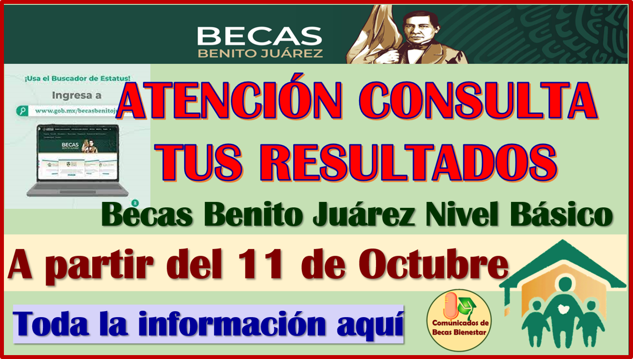 ¡ATENCIÓN PADRES DE FAMILIA! Conoce tus Resultados Becas Benito Juárez Nivel Básico a partir del 11 de Octubre, aquí toda la información
